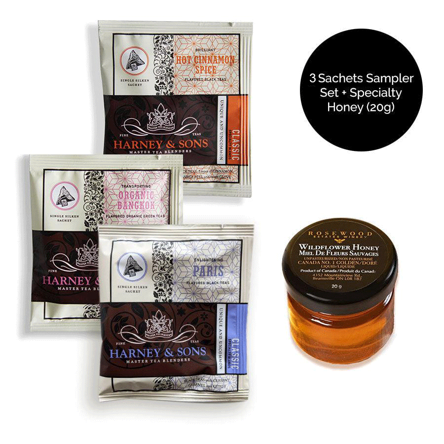 Harney & Sons 3Sachets Tea Sampler & Rosewood Estates Honey Sample
