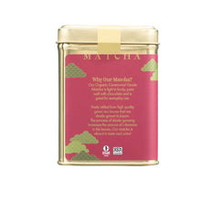 Load image into Gallery viewer, Harney & Sons Organic Ceremonial Grade Matcha 30 g - Back of the tin
