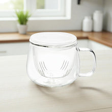 Load image into Gallery viewer, Glass Tea Cup with Glass Strainer and Lid (12oz)