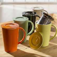 Load image into Gallery viewer, TEVIA Cylo Tea Mug with Infuser and Lid 475 ml (Multiple colors)