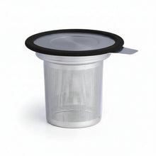 Load image into Gallery viewer, Strainless steel strainer with a stainless steel lid and a silicone rim
