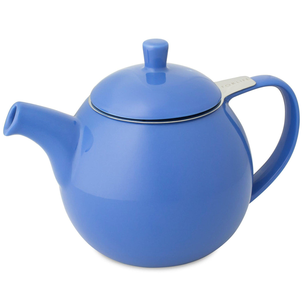 Blue Ceramic Curve Teapot with Infuser (710 ml) - Premium Teas Canada