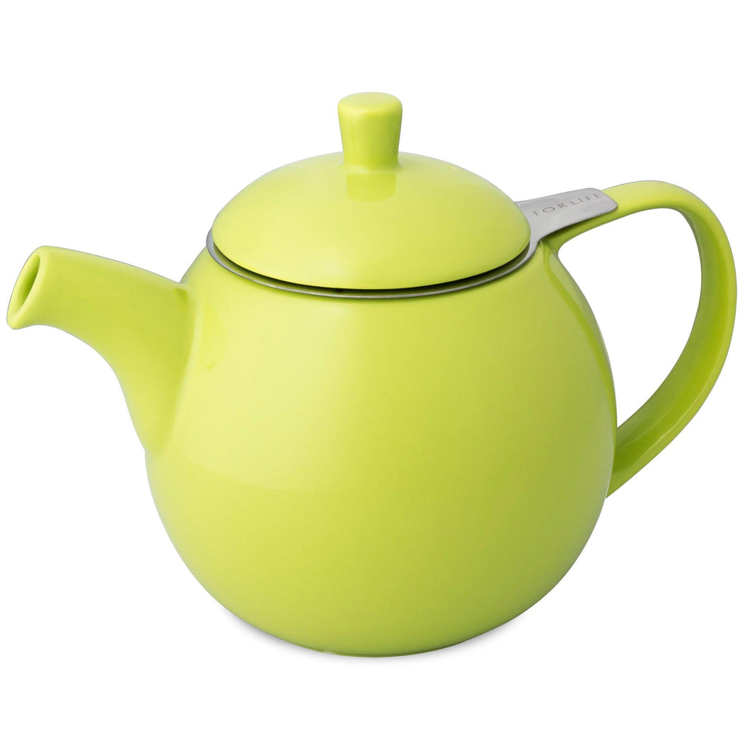 Lime Ceramic Curve Teapot with Infuser (710 ml) - Premium Teas Canada