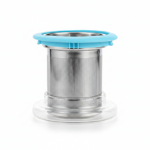 Load image into Gallery viewer, Stainless steel infuser resting on a glass lid
