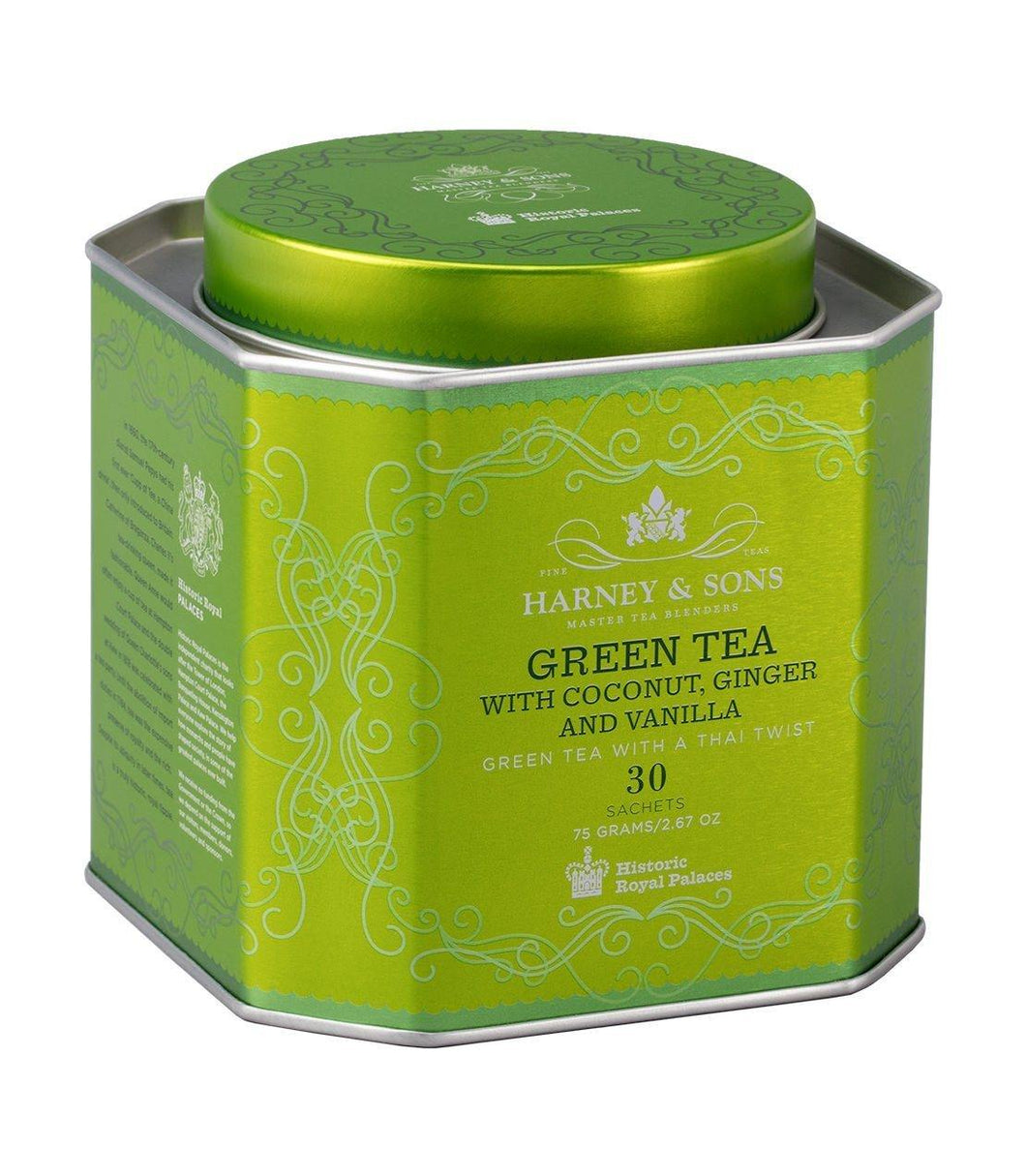 Harney & Sons HRP Green Tea with Coconut, Ginger & Vanilla (30 sachets) - Premium Teas Canada
