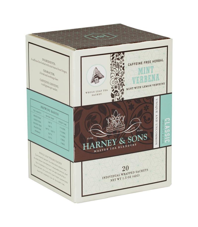Harney & Sons Mint Verbena Herbal Tea 20 Wrapped Sachets - Premium Teas Canada